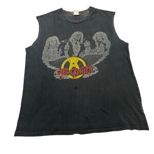 Madeworn Aerosmith Faded Muscle Tank Tee Men's Medium Grunge Punk Vintage